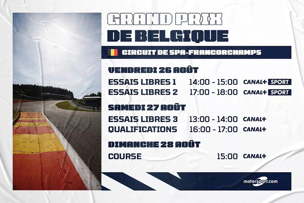 Le programme du Grand Prix de Belgique
