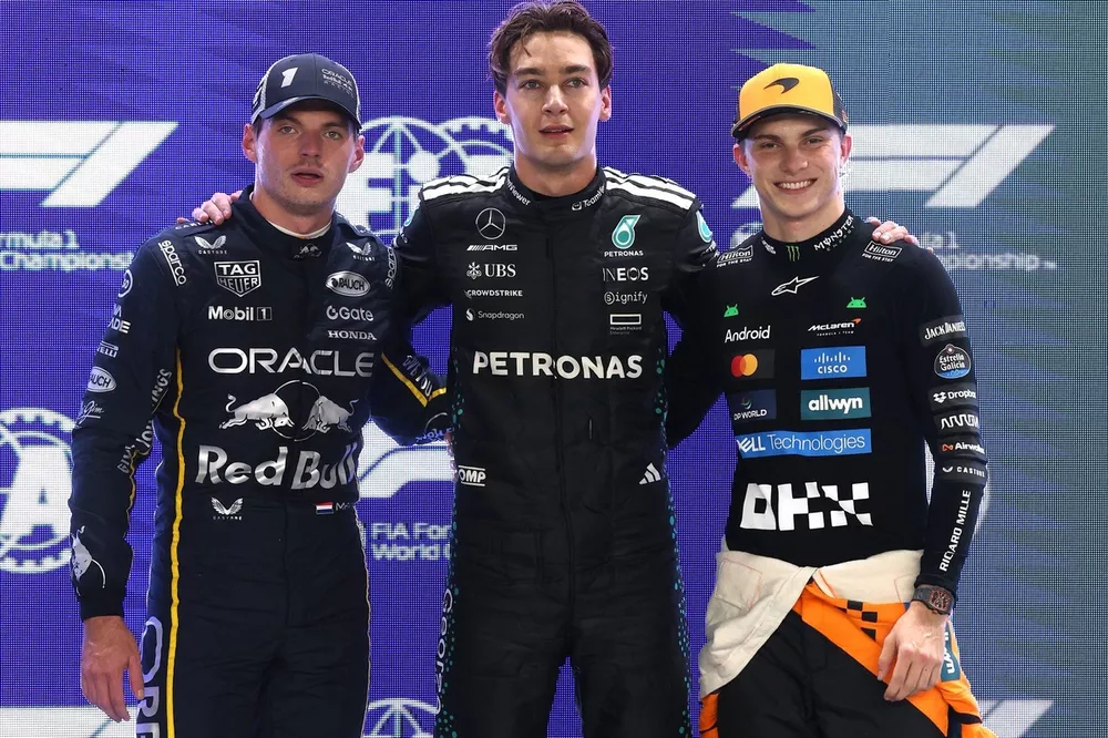 Oscar Piastri, McLaren, Max Verstappen, Red Bull Racing, George Russell, Mercedes