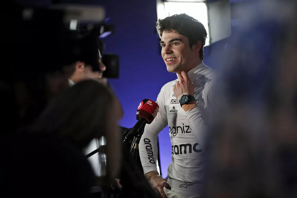 Lance Stroll, Aston Martin F1 Team, is interviewed after Qualifying