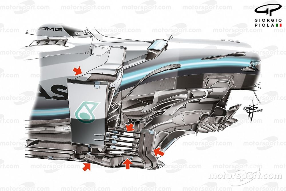 Mercedes AMG F1 W10, barge board Japanese GP