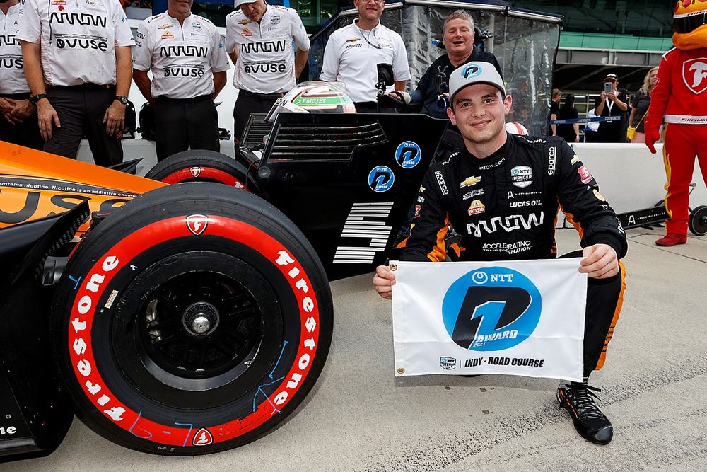 Pole sitter Patricio O'Ward, Arrow McLaren SP Chevrolet