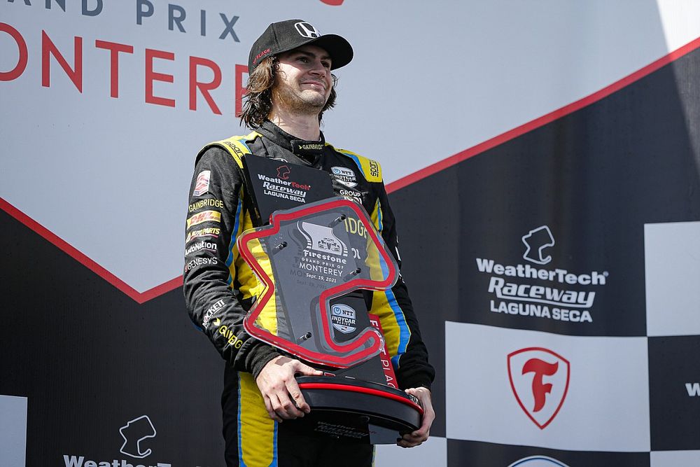 Podio: Colton Herta, Andretti Autosport with Curb-Agajanian Honda celebra la victoria