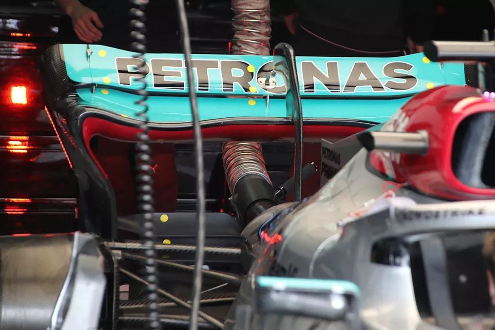 Mercedes W13 rear wing detail