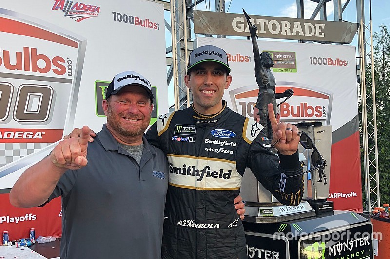 Eye in the Sky: Joel Edmonds celebrates first win with Aric Almirola