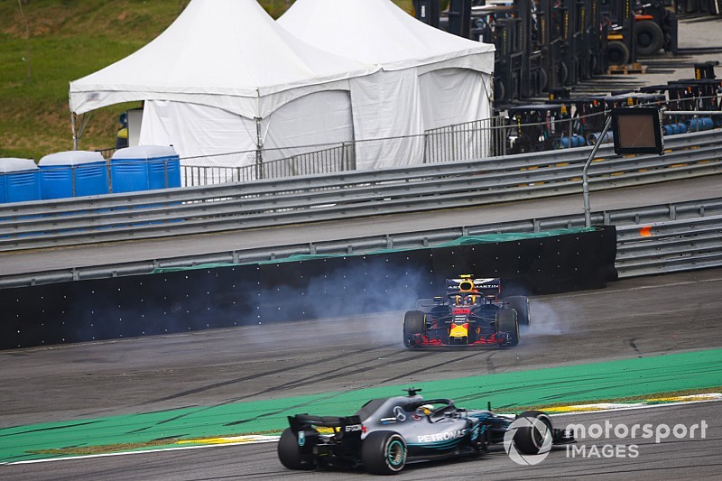 Hamilton vence no Brasil após toque de Ocon com Verstappen