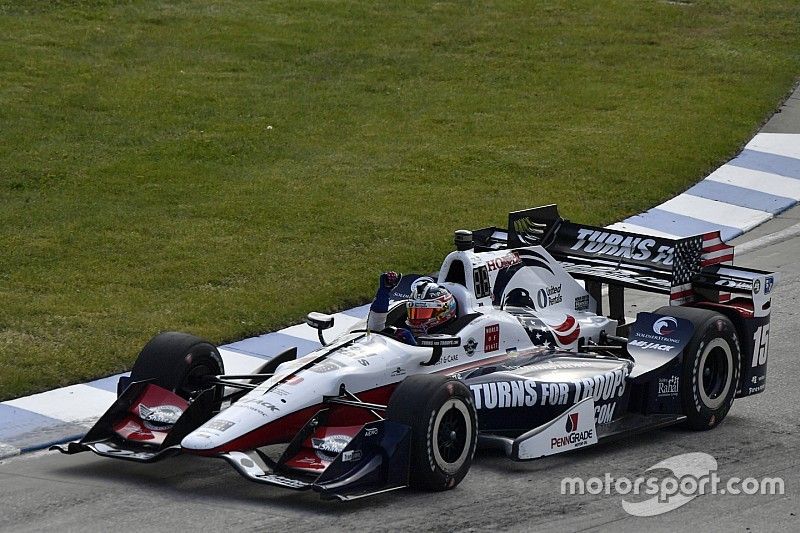 Graham Rahal, Rahal Letterman Lanigan Racing Honda celebrates the win on track