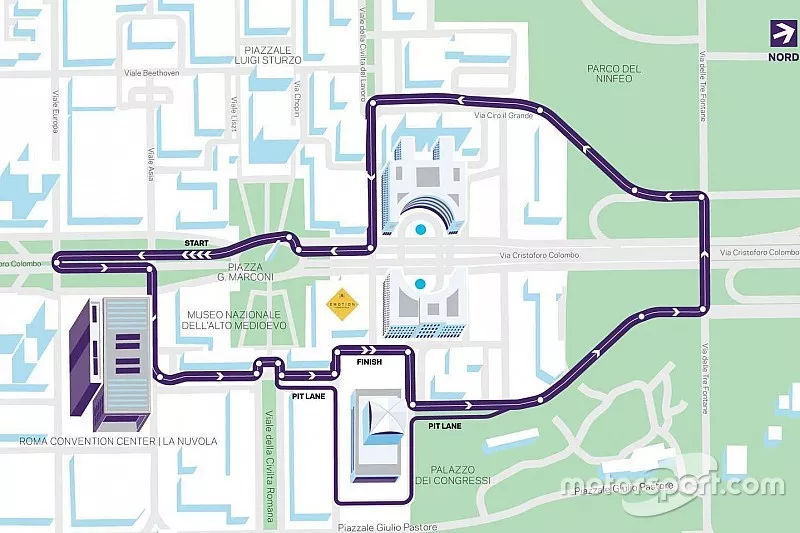 Il layout del tracciato dell'ePrix di Roma
