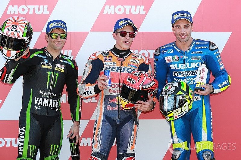 Ganador de la pole Marc Márquez, Repsol Honda Team, Johann Zarco, Monster Yamaha Tech 3, Andrea Iann