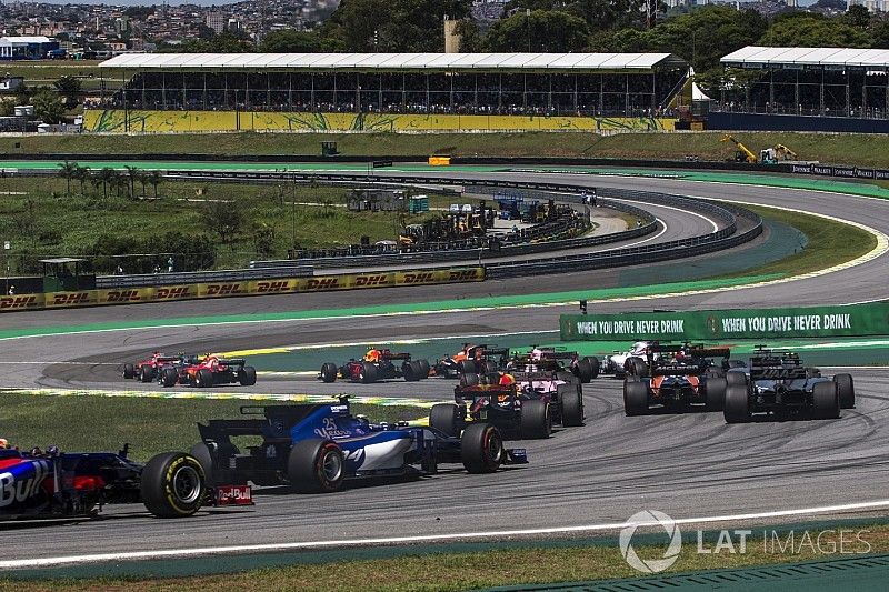 Sebastian Vettel, Ferrari SF70H leads at the start of the race