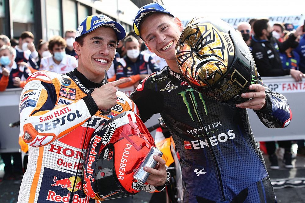 Marc Marquez, Repsol Honda Team, World Champion Fabio Quartararo, Yamaha Factory Racing