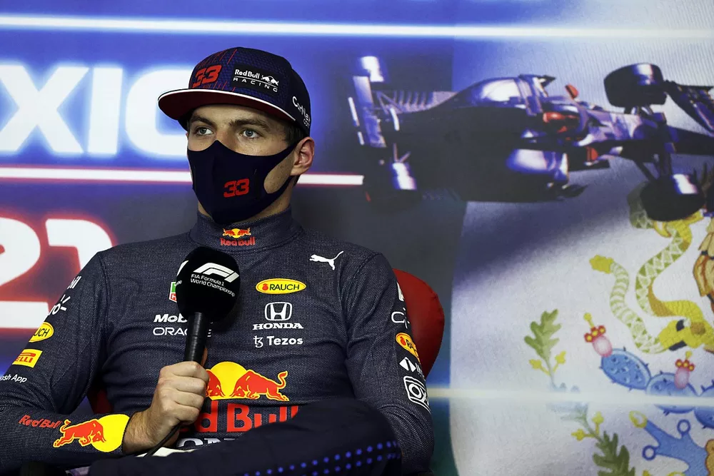 Max Verstappen, Red Bull Racing, in the post Qualifying Press Conference