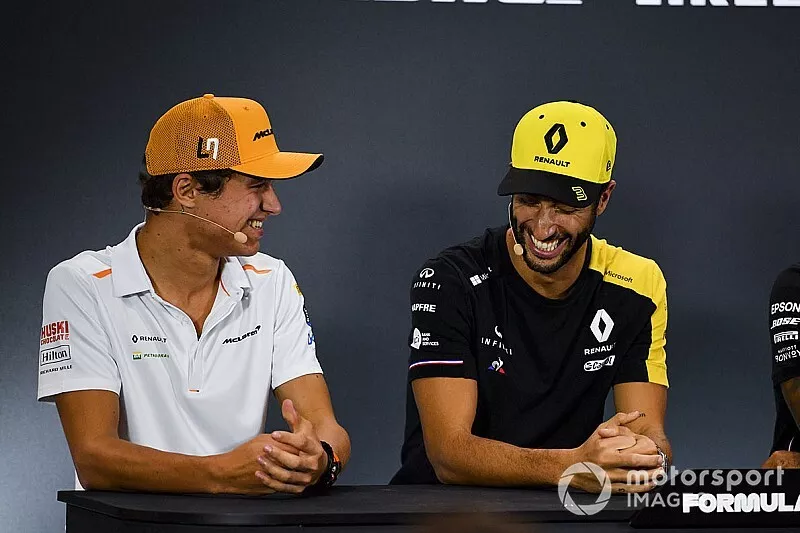 Lando Norris, McLaren andDaniel Ricciardo, Renault F1 Team in the Press Conference 