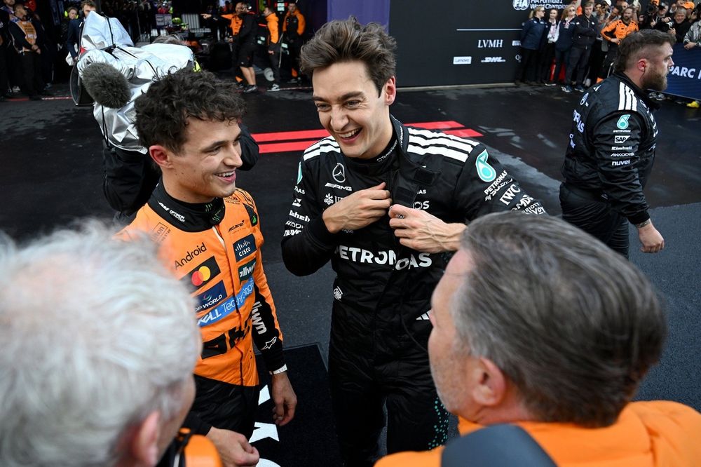 Lando Norris, McLaren, George Russell, Mercedes, Zak Brown, McLaren