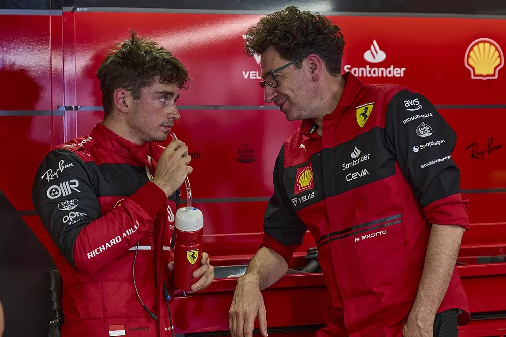 Charles Leclerc, Ferrari, Mattia Binotto, Team Principal, Ferrari 