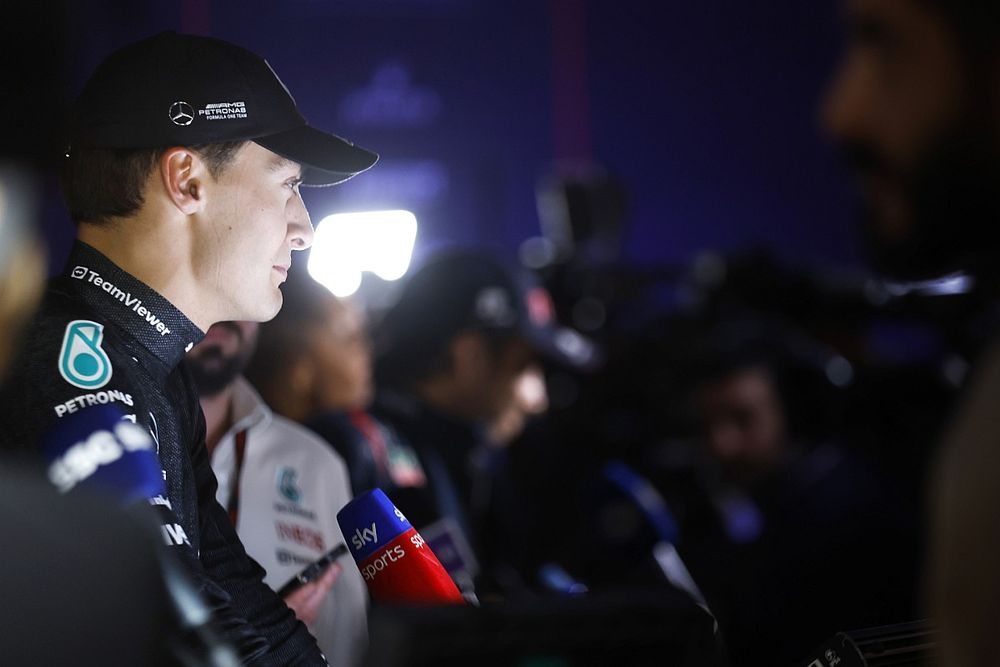 George Russell, Mercedes-AMG, is interviewed after Qualifying