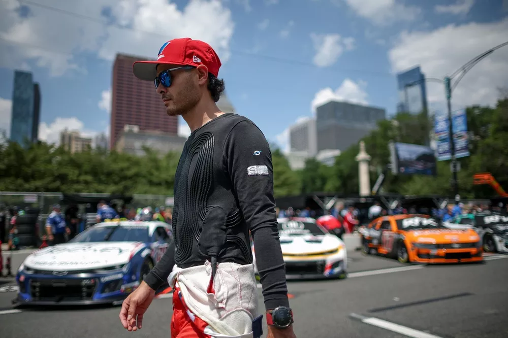 Kyle Larson wearing cool suit