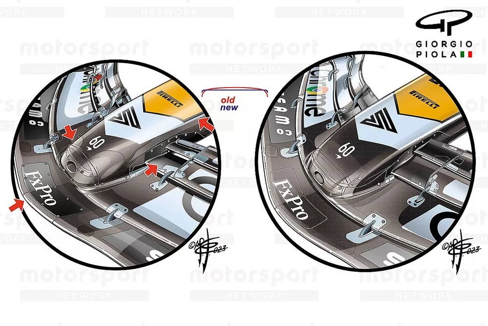 Comparación del morro del McLaren MCL60
