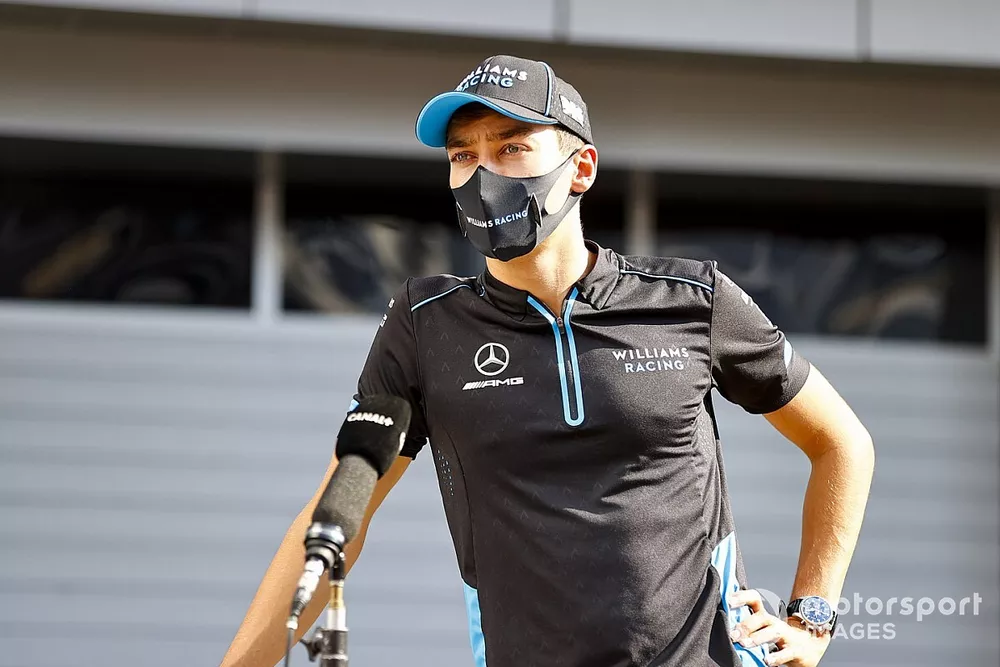 George Russell, Williams Racing speak to the media