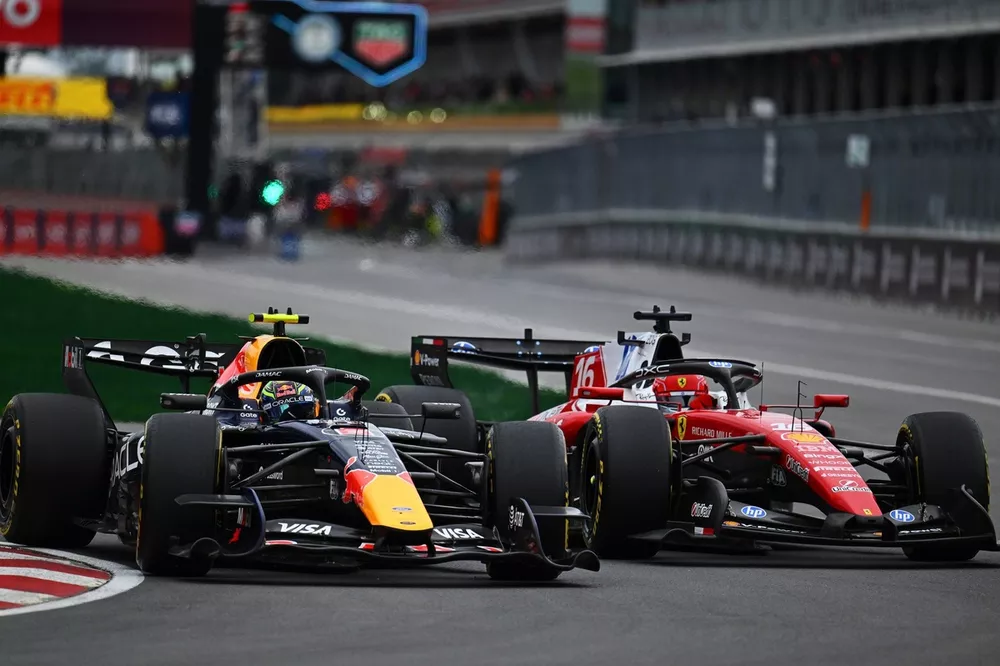 Charles Leclerc, Ferrari, Isack Hadjar, Red Bull Racing
