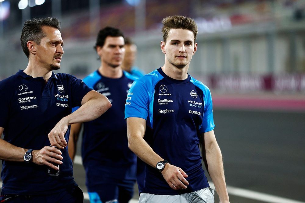 Logan Sargeant, Williams Racing, walks the track