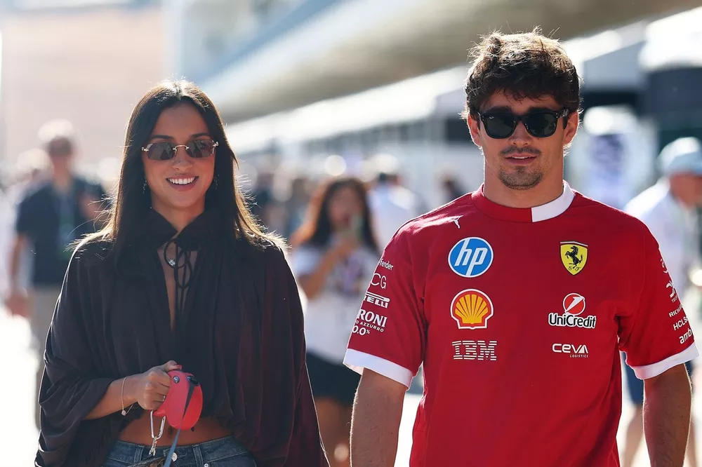 Charles Leclerc, Ferrari with his girlfriend Alexandra Saint Mleux