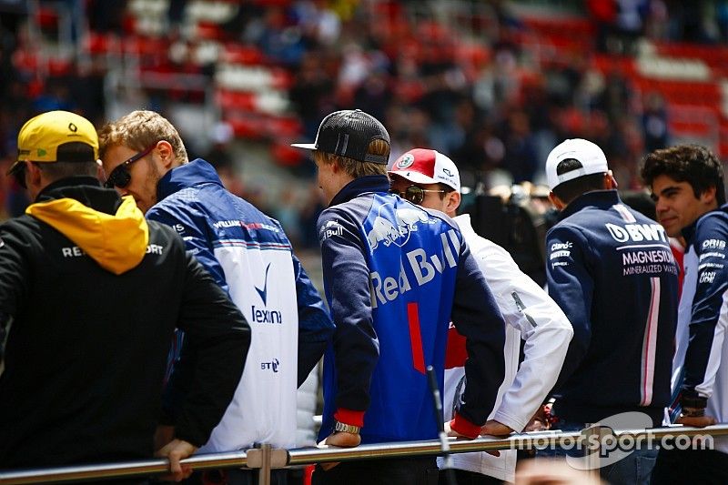 Nico Hulkenberg, Renault Sport F1 Team, Sergey Sirotkin, Williams Racing, Brendon Hartley, Toro Rosso, Charles Leclerc, Sauber, Esteban Ocon, Force India, y Lance Stroll, Williams Racing