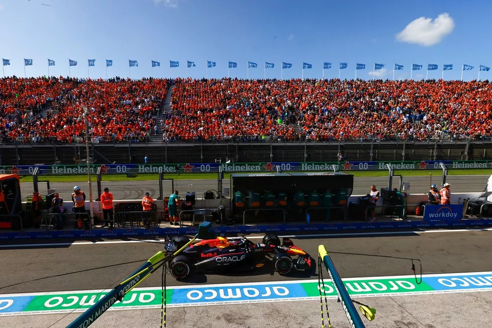 Max Verstappen, Red Bull Racing RB20, in the pit lane 