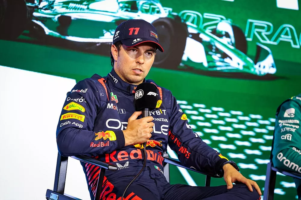 Sergio Pérez, Red Bull Racing, en la rueda de prensa posterior a la clasificación