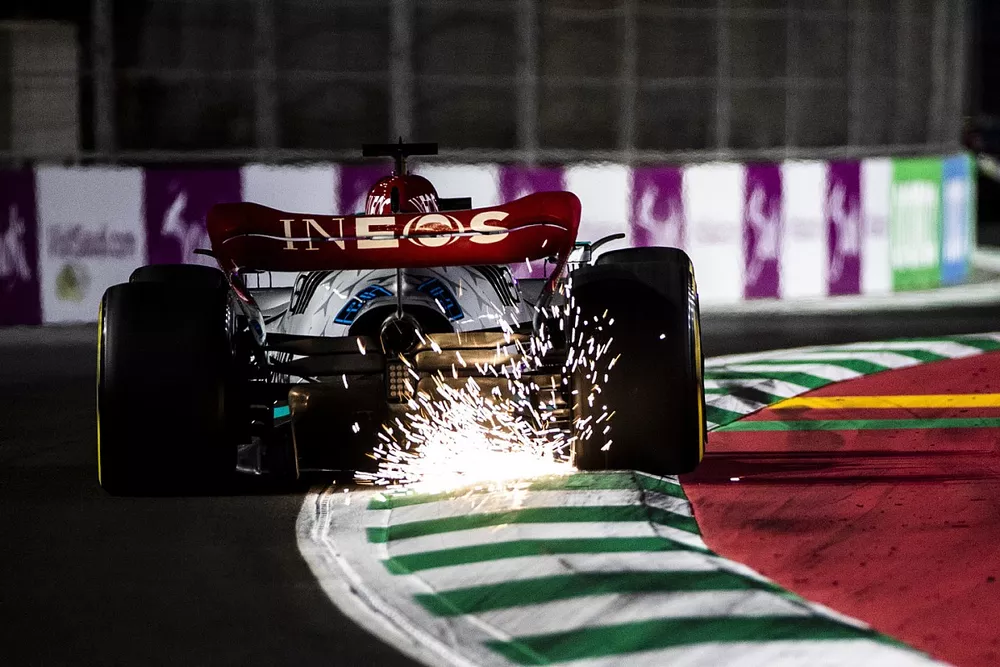Sparks kick up from George Russell, Mercedes W13
