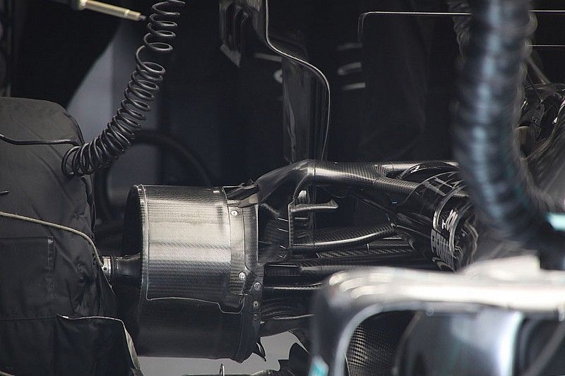 Detalle del freno trasero del Mercedes F1 W11
