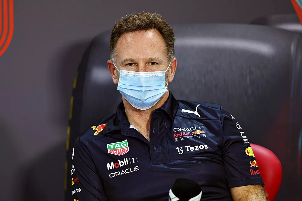Christian Horner, team principal, Red Bull Racing, en conf&eacute;rence de presse