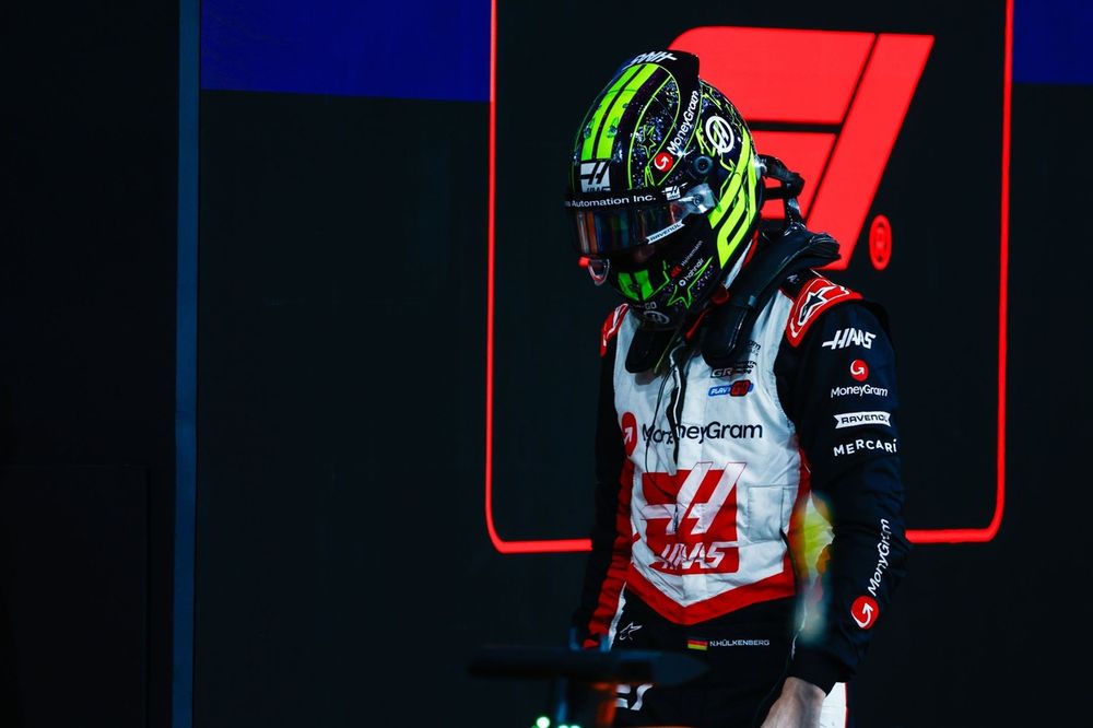 Nico Hulkenberg, Haas F1 Team, in Parc Ferme after Qualifying