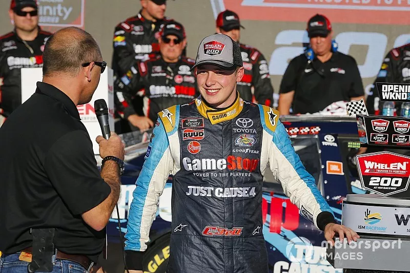 Christopher Bell, Joe Gibbs Racing, Toyota Camry GameStop Just Cause 4 celebrates