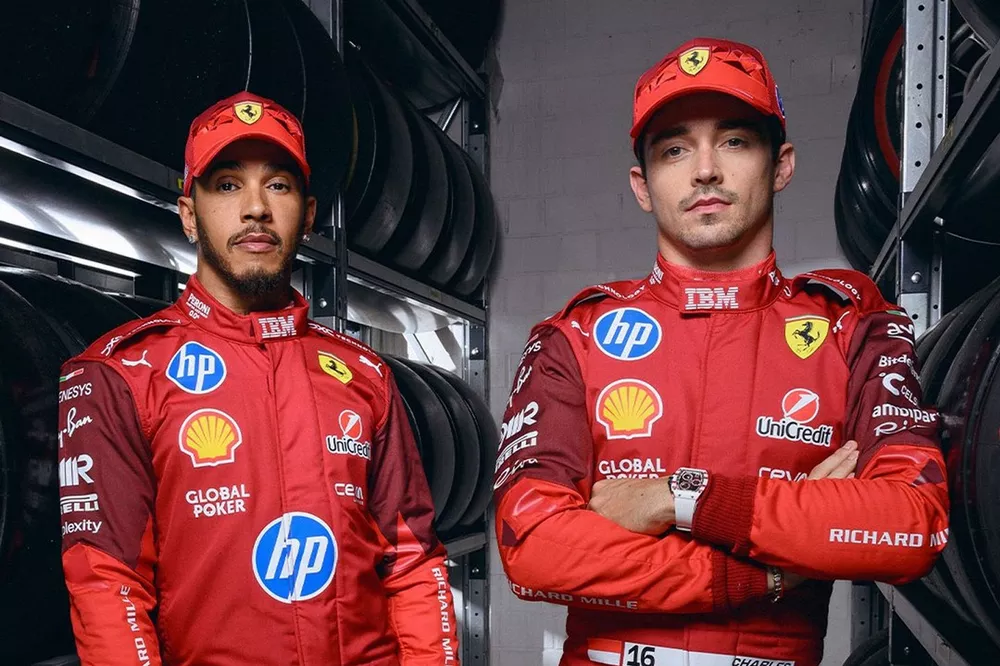 Lewis Hamilton and Charles Leclerc front Ferrari's Las Vegas GP