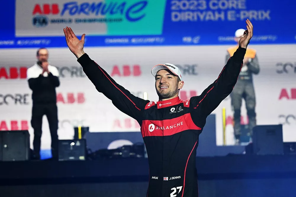 Jake Dennis, Andretti Autosport, 2nd position, on the podium
