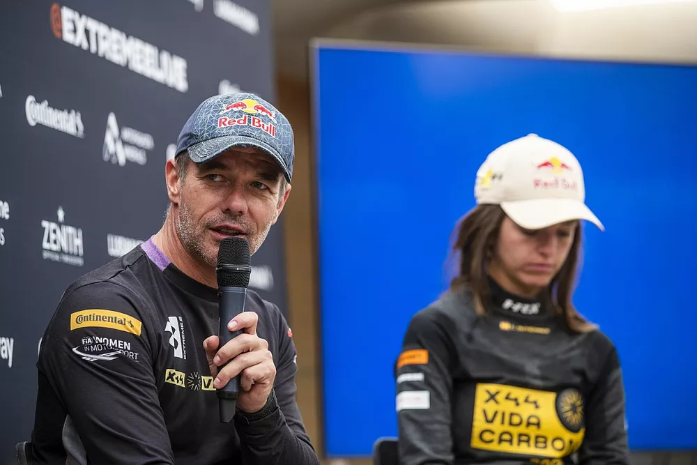 Cristina Gutierrez, Sebastien Loeb, Team X44, en conf&eacute;rence de presse