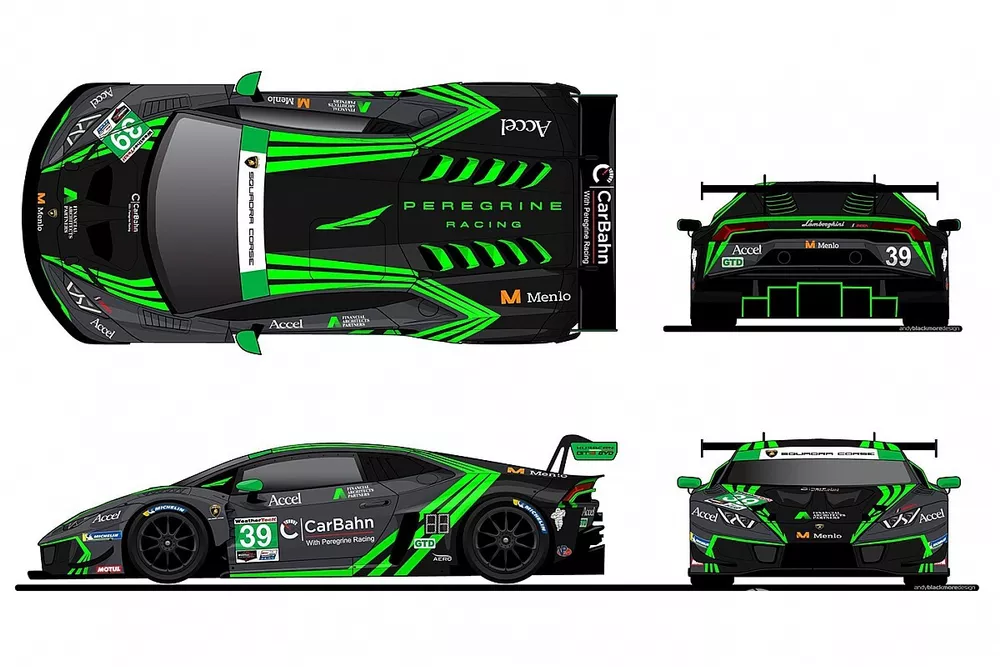 #39 Peregrine Racing Lamborghini Hurac&aacute;n GT3 EVO: Jeff Westphal, Robert Megennis in 2022 livery