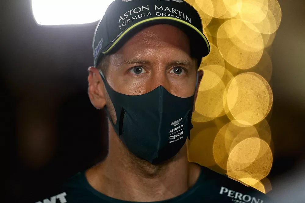 Sebastian Vettel, Aston Martin speaks to the media