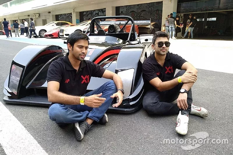 Armaan Ebrahim & Aditya Patel with the X1 Racing League car

