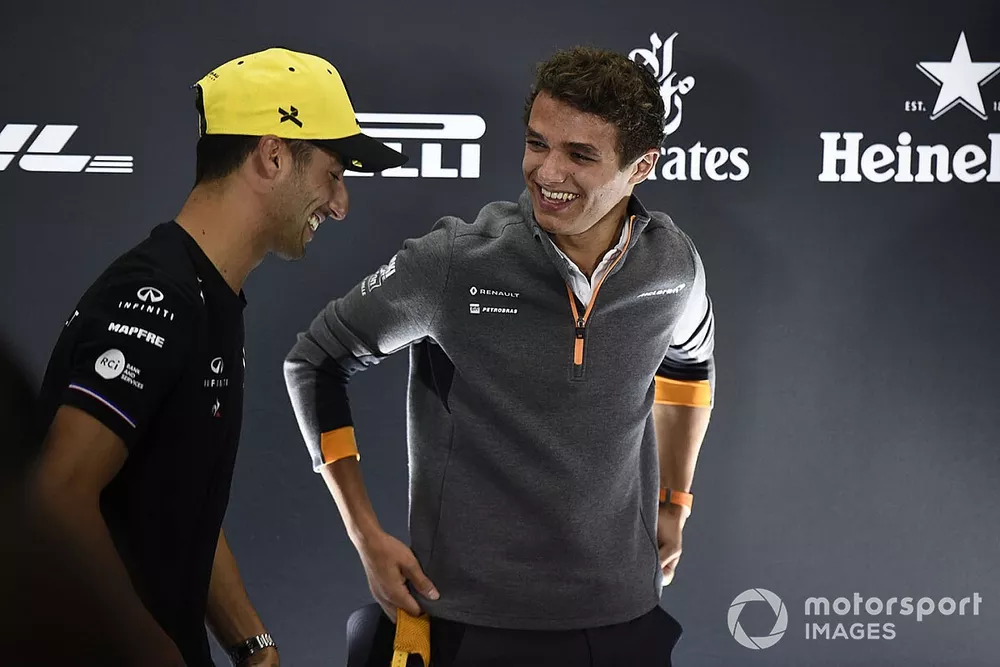 Daniel Ricciardo, Renault F1 Team y Lando Norris, McLaren en rueda de prensa