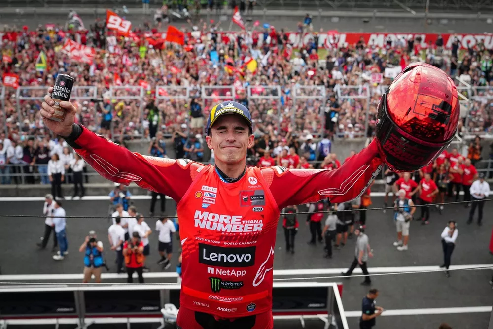 Podium : le champion du monde Marc Marquez, Ducati Team