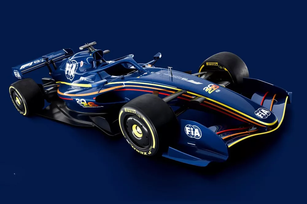 Render de un coche de F1 2026 con las nuevas reglas