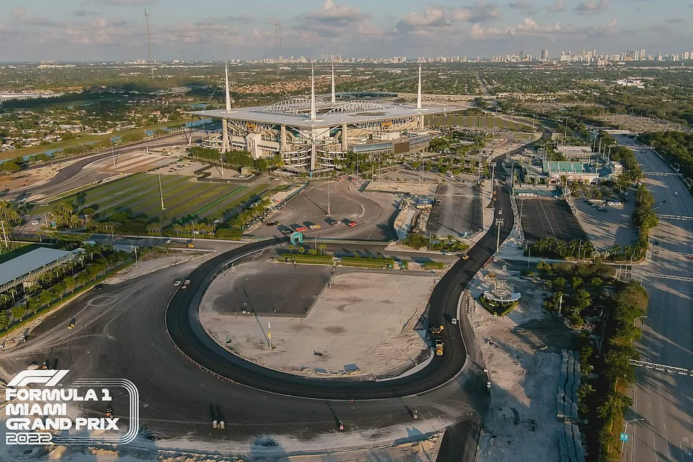 Obras de la pista de Miami en curso