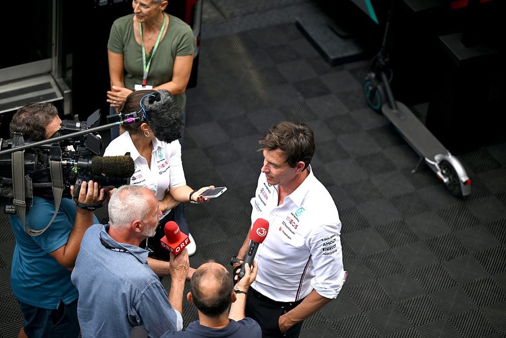 Toto Wolff, Team Principal and CEO, Mercedes-AMG, is interviewed