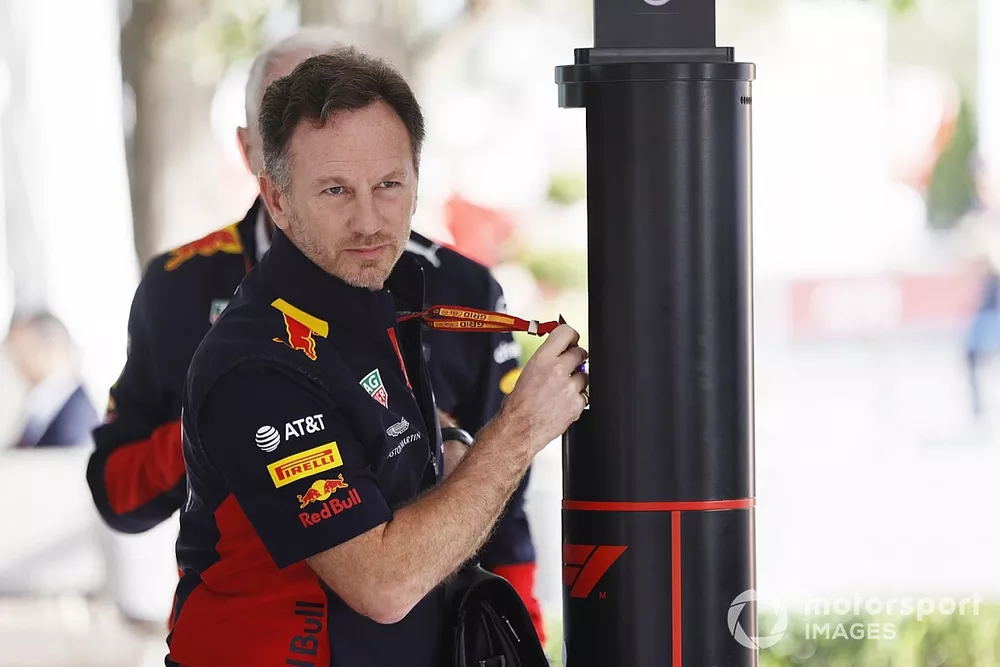 Christian Horner, Team Principal, Red Bull Racing, arrives in the paddock
