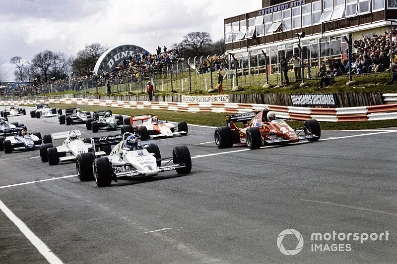 Keke Rosberg, Williams FW08C Ford, Ren&eacute; Arnoux, Ferrari 126C2B al inicio