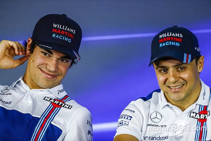 Lance Stroll, Williams, Felipe Massa, Williams, en conf&eacute;rence de presse