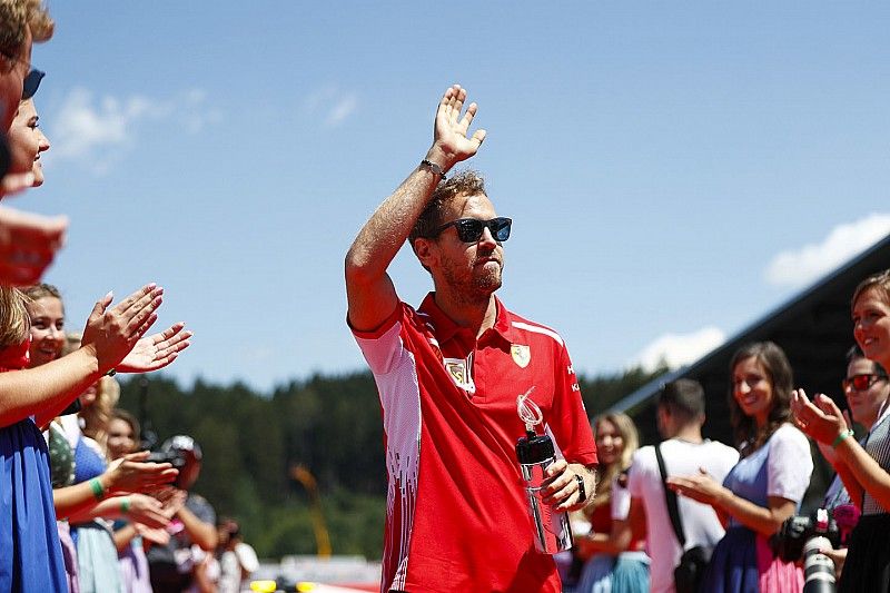 Sebastian Vettel, Ferrari, in the drivers parade