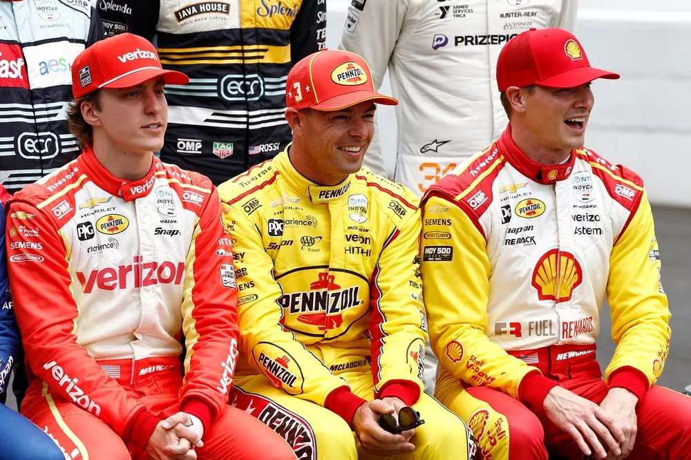David Malukas, Team Penske Chevrolet, Scott McLaughlin, Team Penske Chevrolet, Josef Newgarden, Team Penske Chevrolet