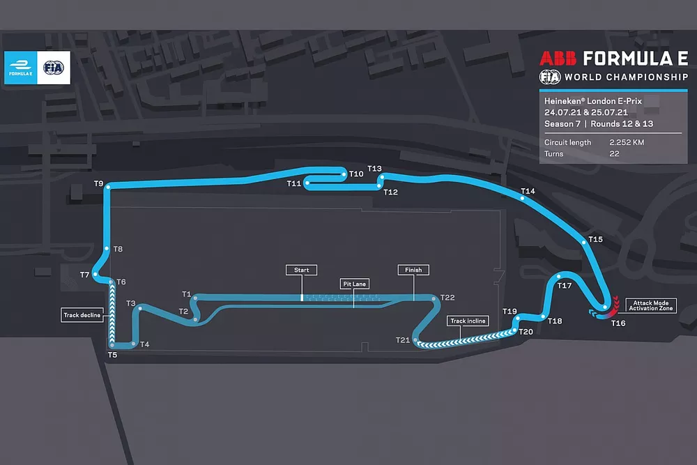 Layout del tracciato di Formula E a Londra